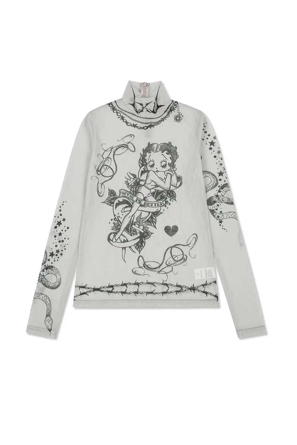 ULKIN X BETTY BOOP Spoil Me Tattoo Mesh Turtleneck (Ivory)