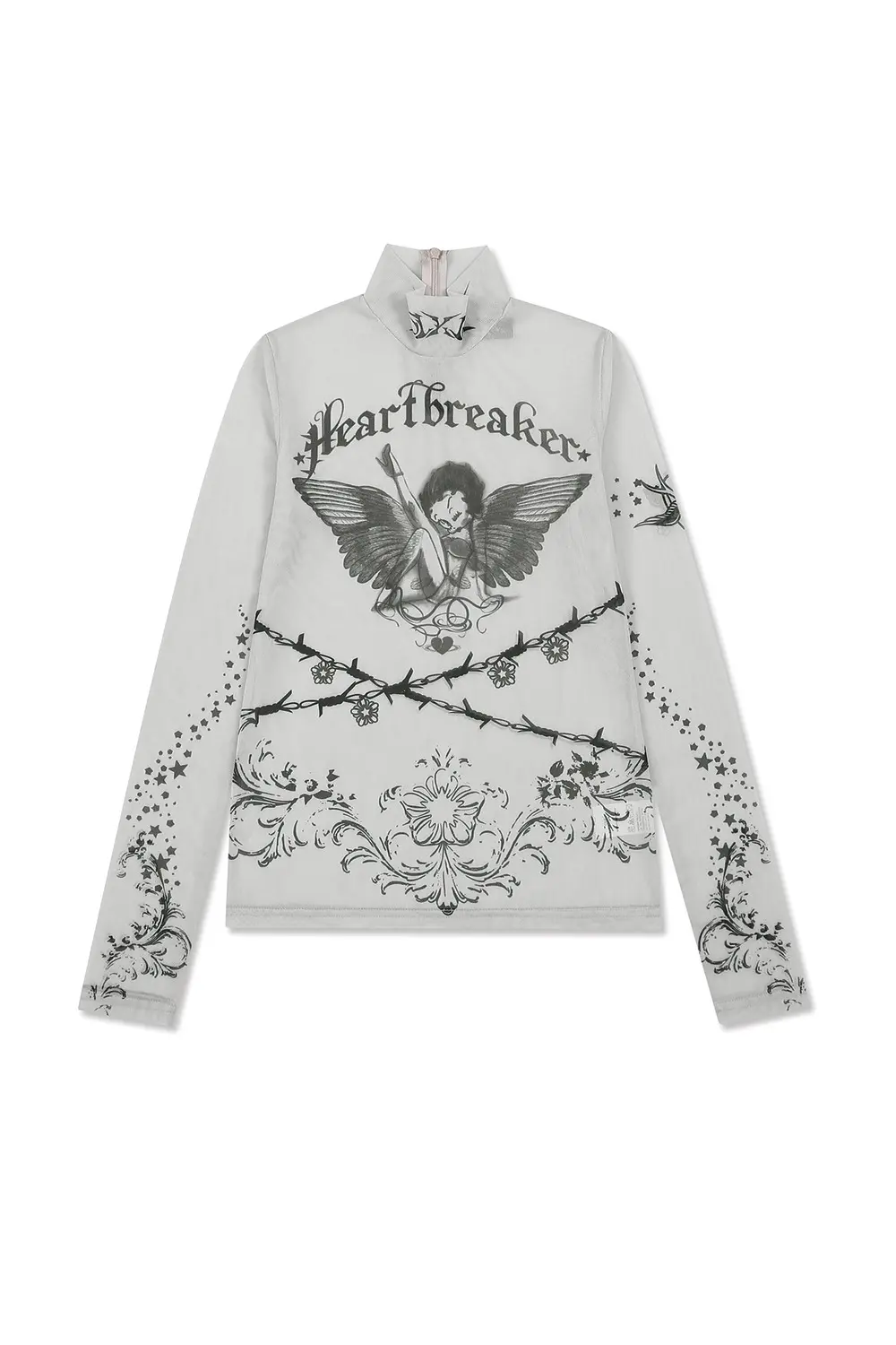 ULKIN X BETTY BOOP Heartbreaker Angel Mesh Turtleneck (Ivory)