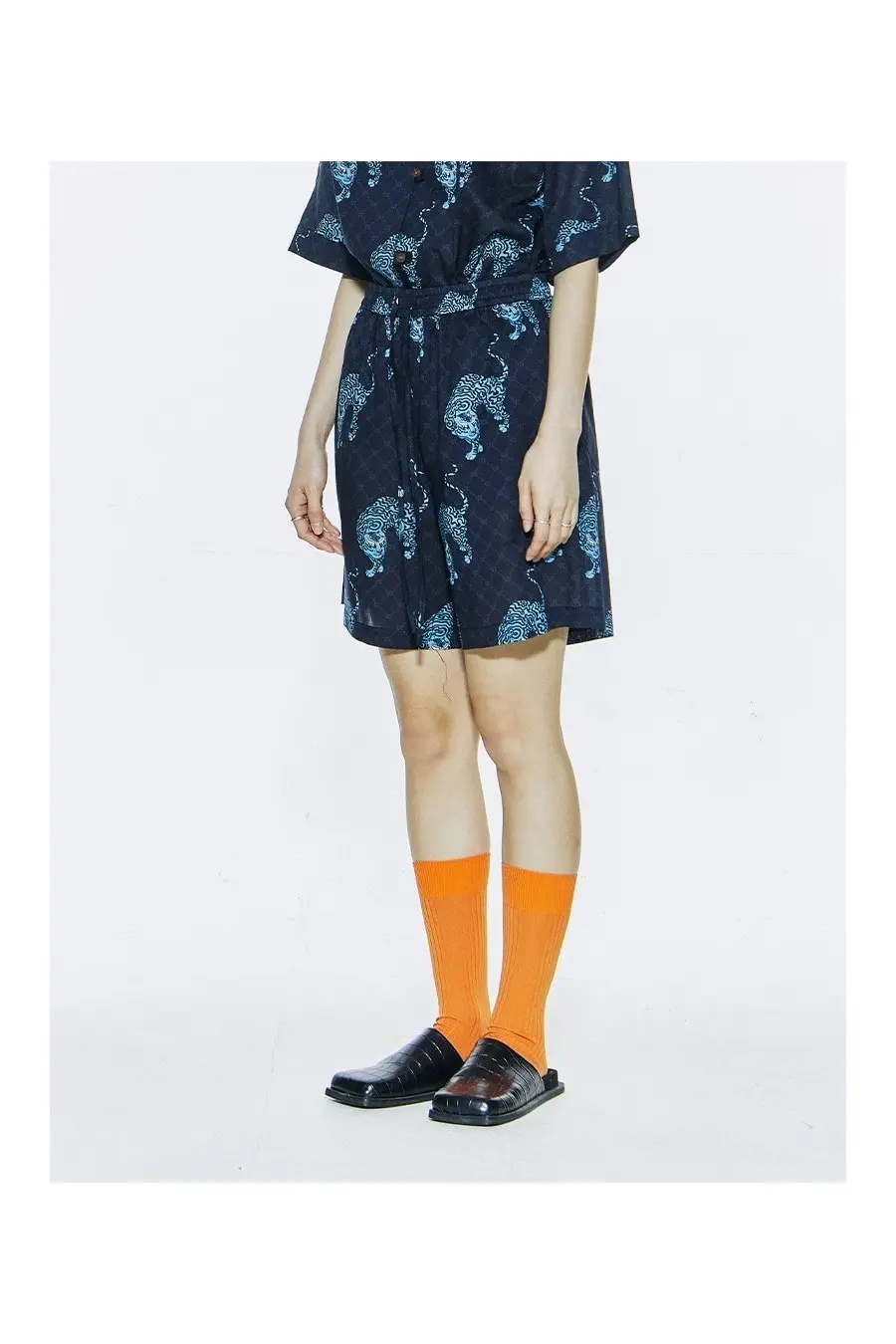 Organic Print Half Pants Navy