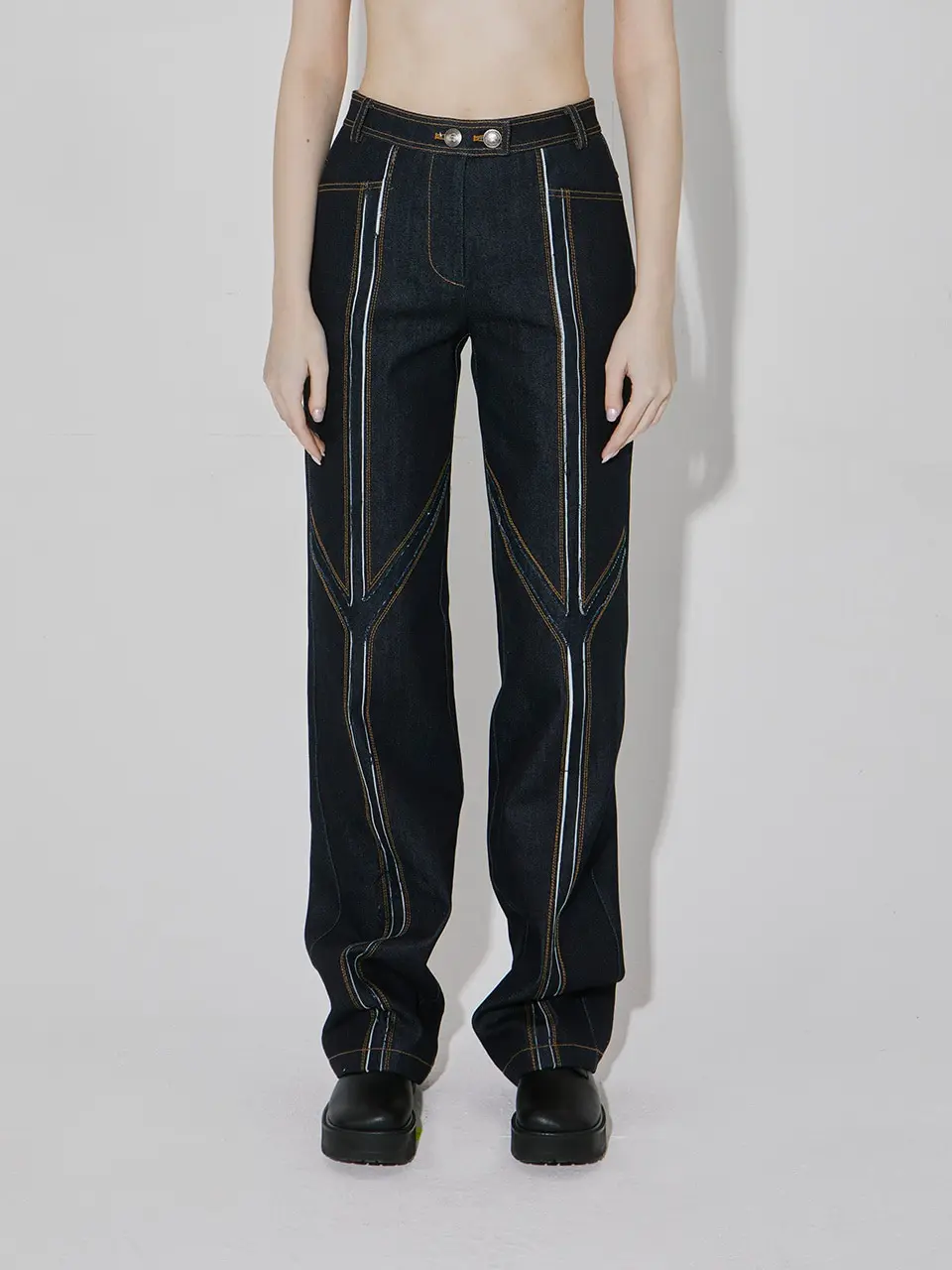 Organic Denim Cut-Out Pants