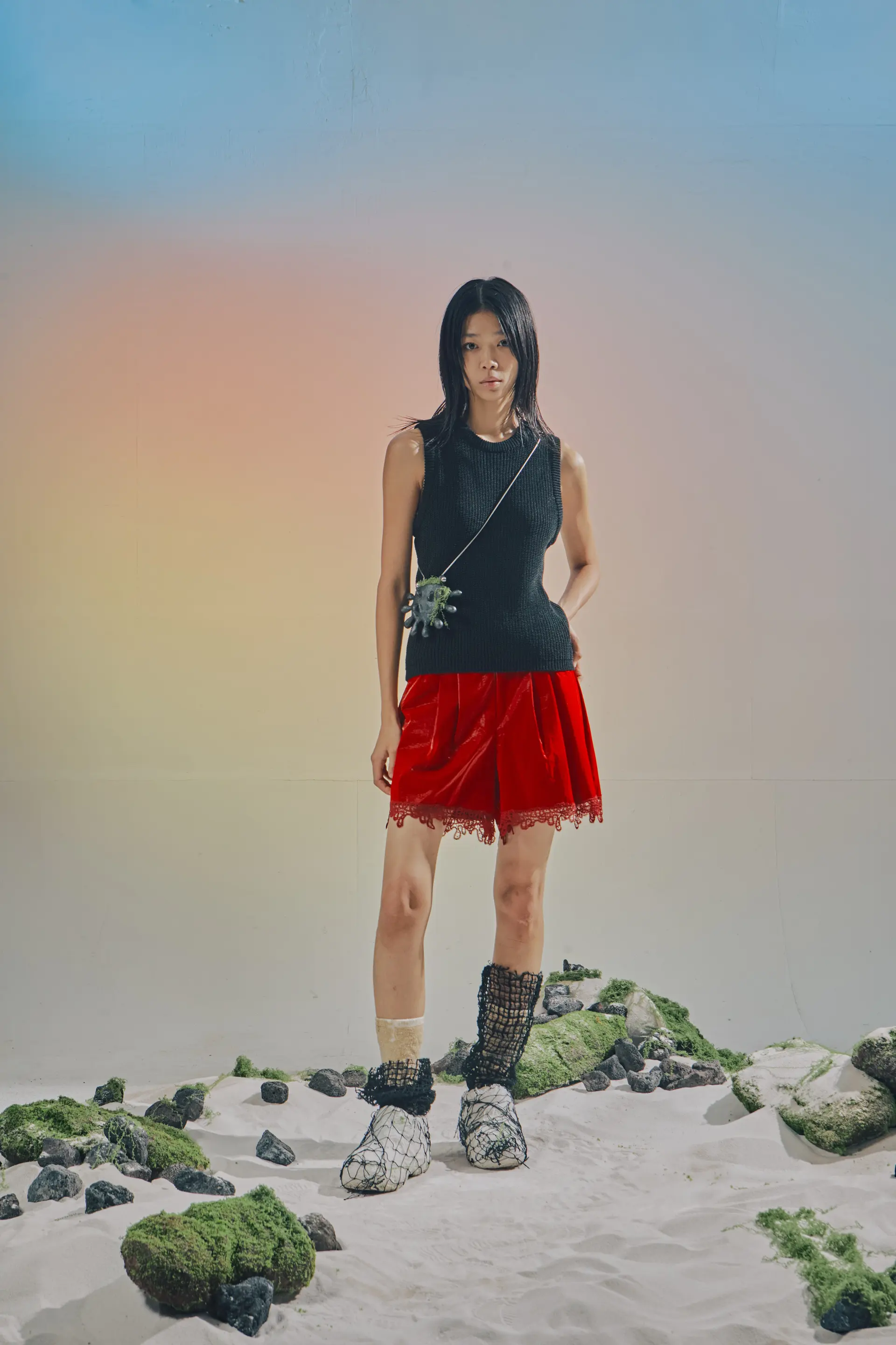 Hanji Lace Shorts Red