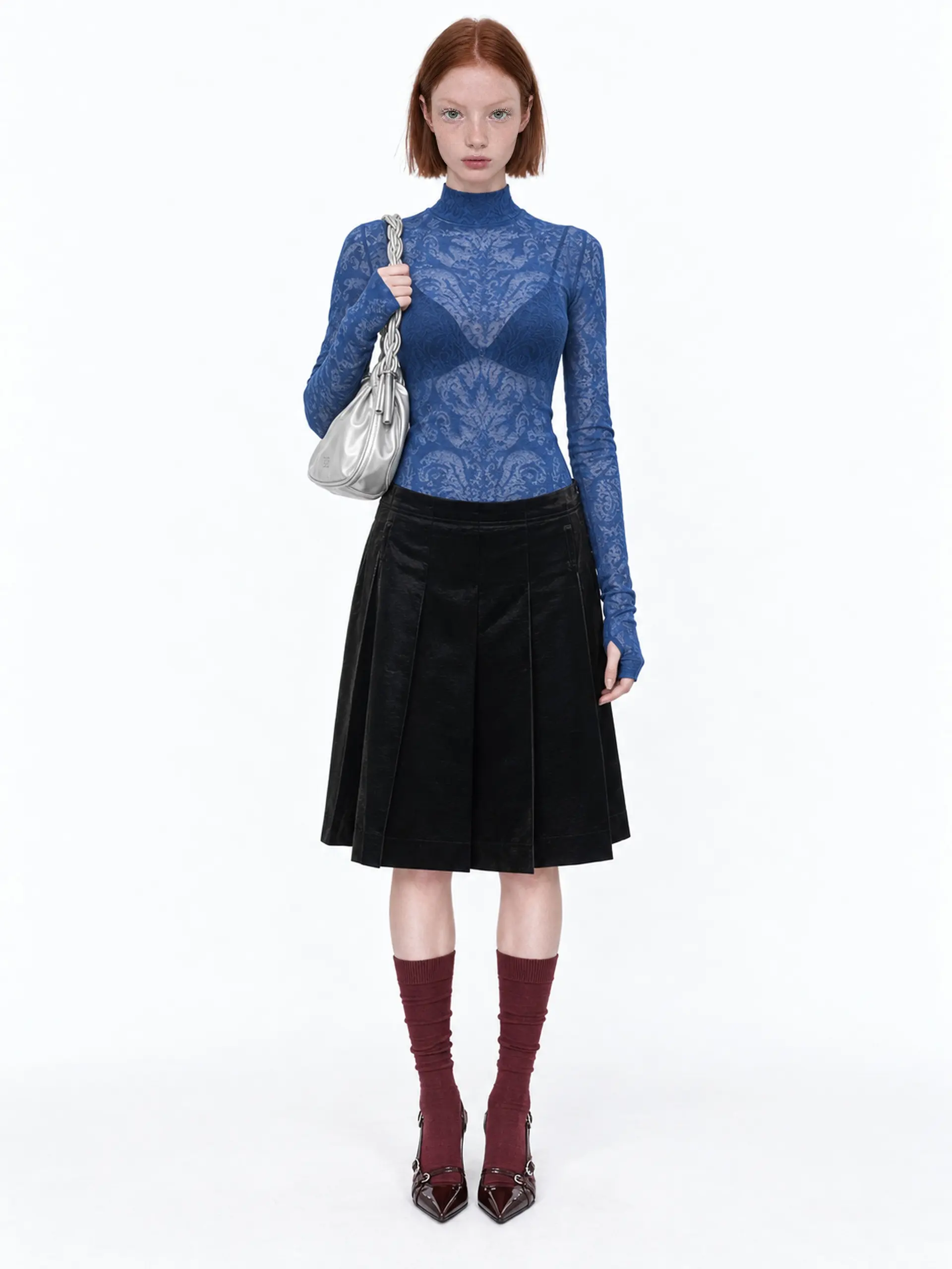 Paisley Mockneck Top (Blue)