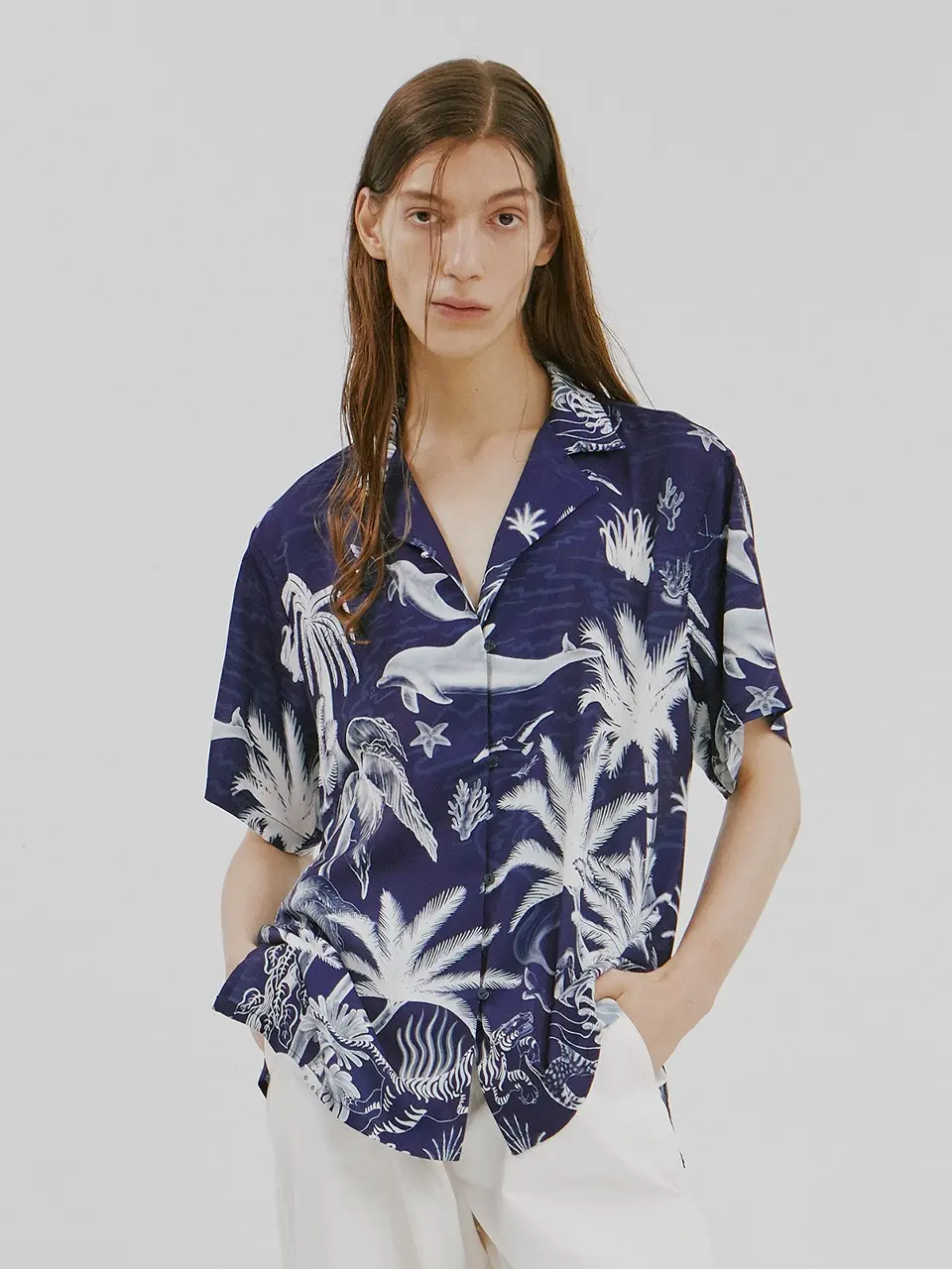 Vegan Spirit Print Shirt Navy