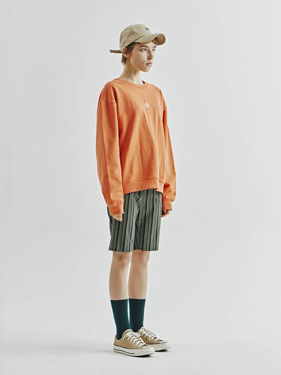 Striped Zipper Half Pants