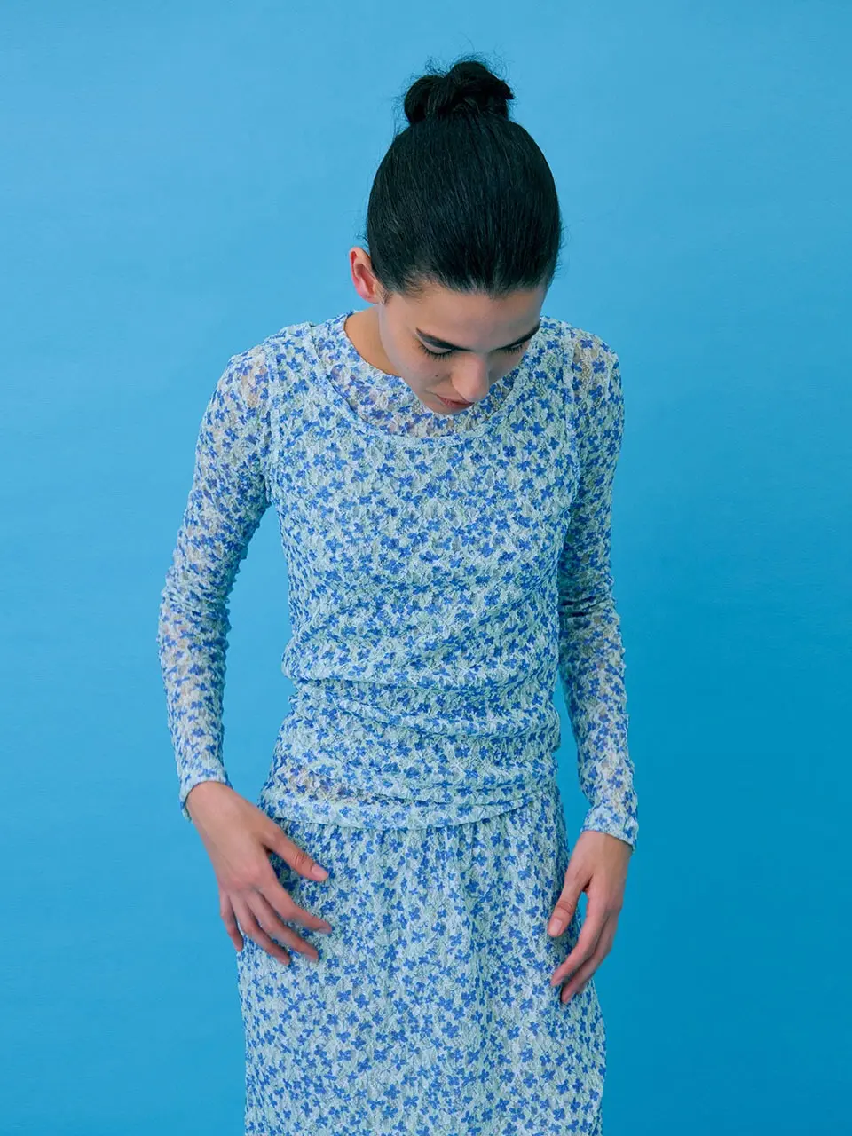 Floral Sleeveless — Light Blue