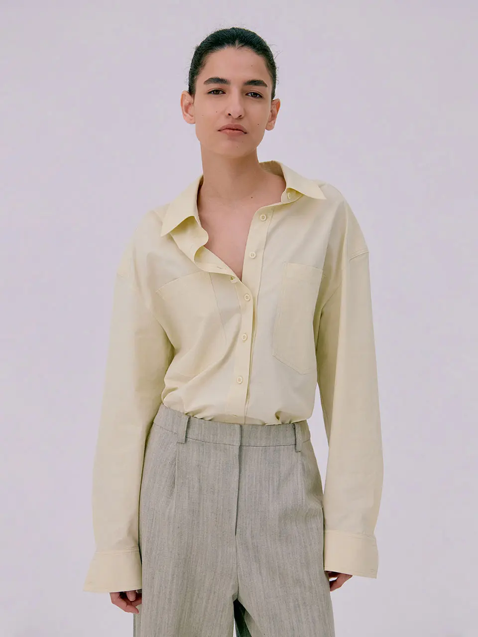 Oversized Pocket Shirts — Light Yellow