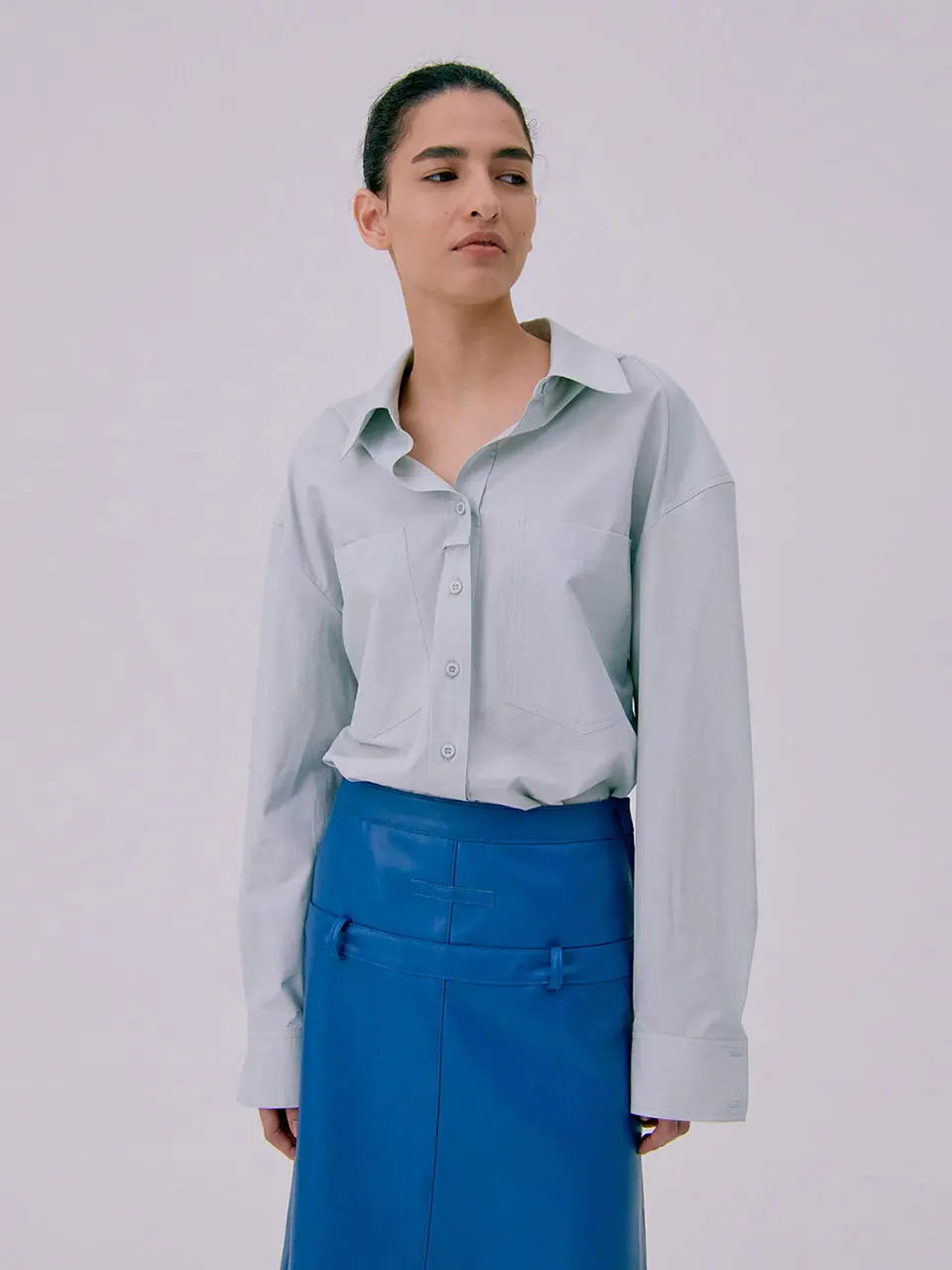 Oversized Pocket Shirts — Light Blue