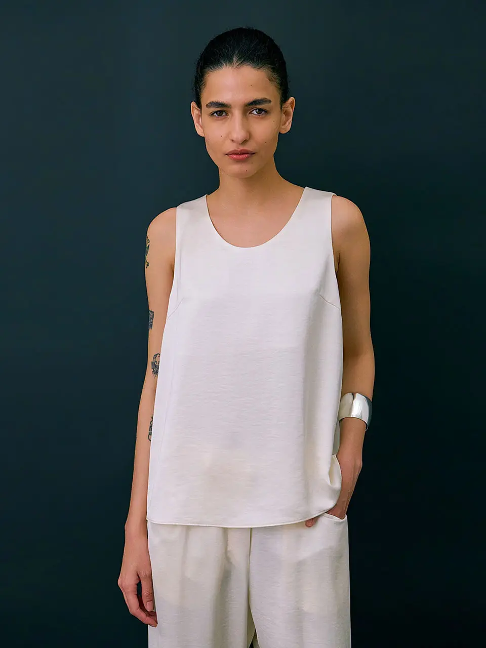 Layered Sleeveless Top — Cream