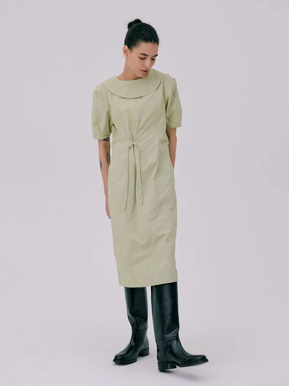 Puff sleeve dress — Light Khaki