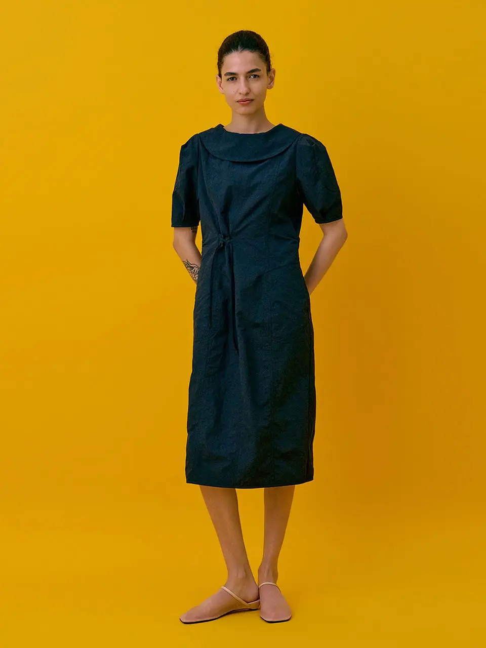 Puff sleeve dress — Dark Navy