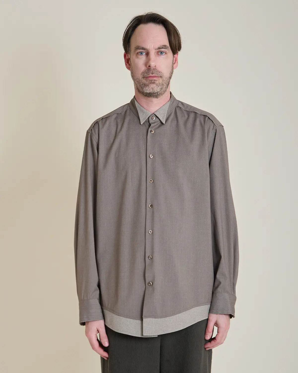 Wing-Tip Collar Shirt (brown)