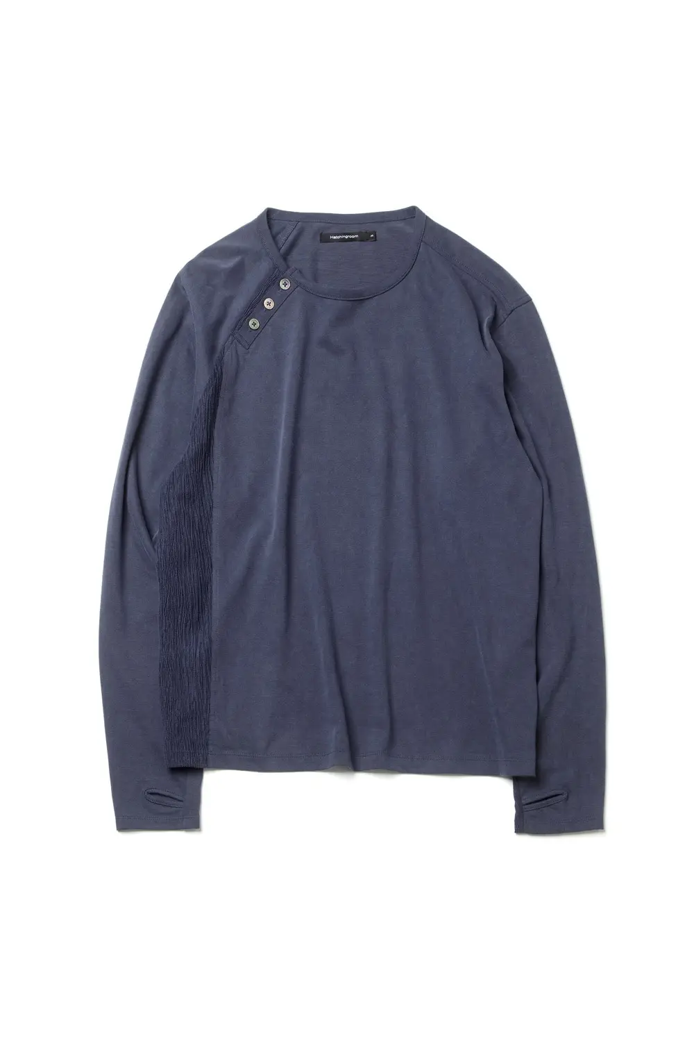 Curved Henley Neck Tee Long Blue