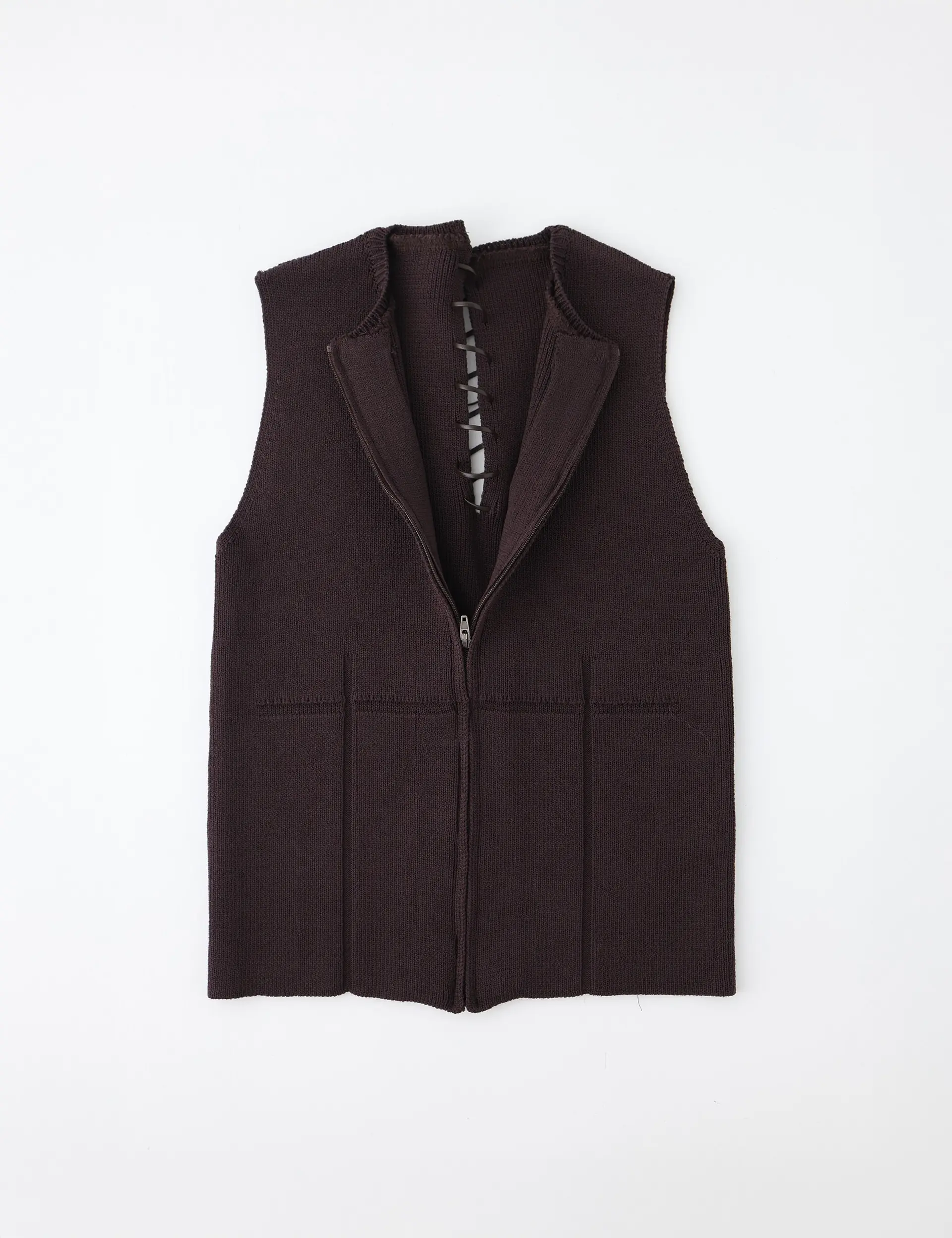 Back String Knit Vest (Chocolate)