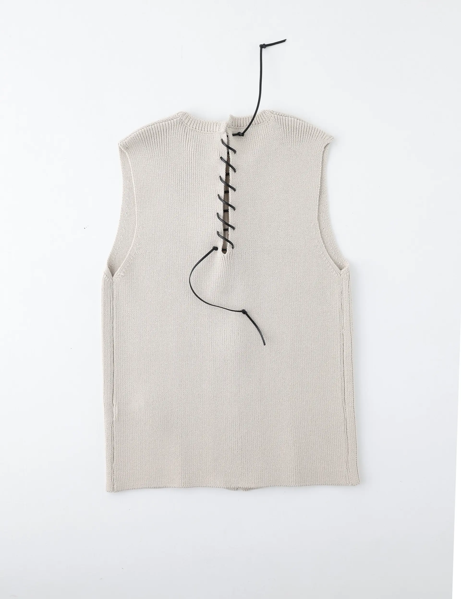 Back String Knit Vest (Light Beige)