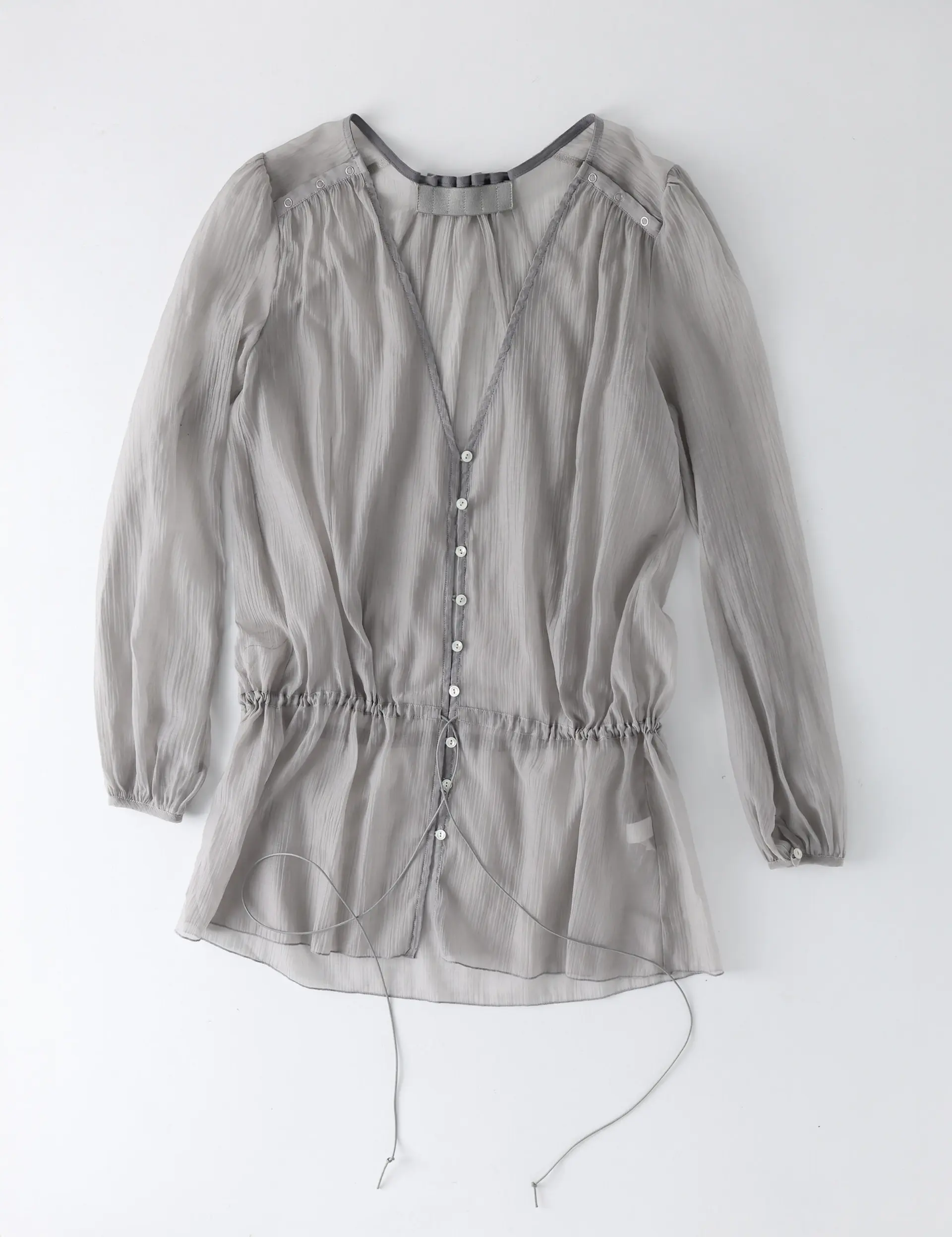 Curtain Buttoned Dress (Light Grey)