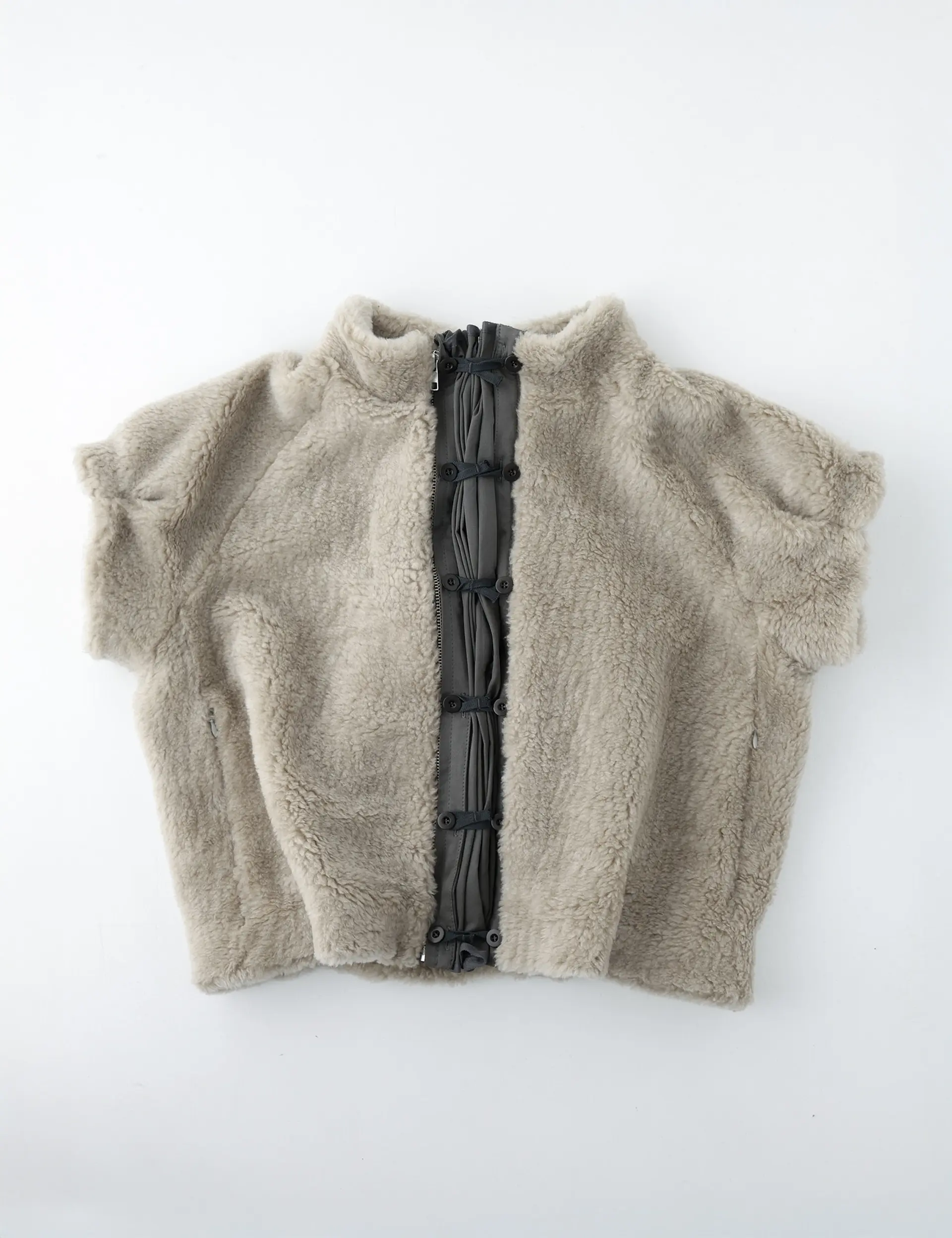 Puff Sleeve Fur Jacket (Beige)