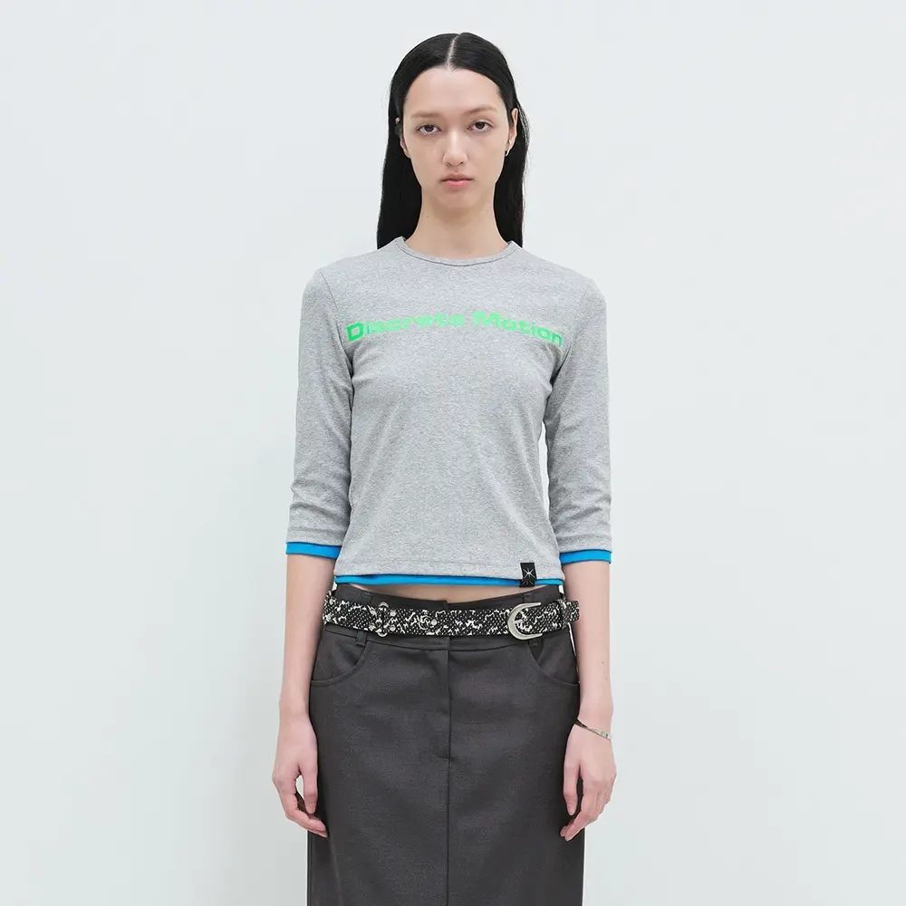 3/4 Sleeve Tee (Melange Grey)