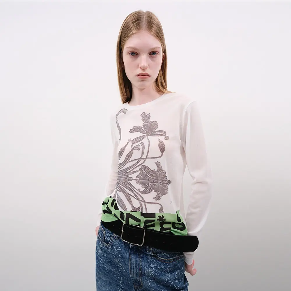 Long Sleeve Graphic Top (White)