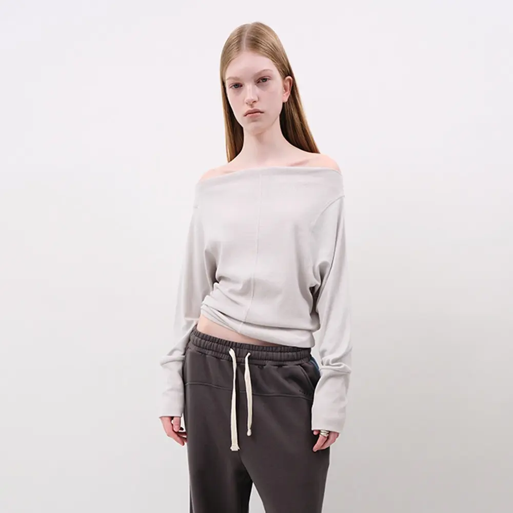 Soft Off Shoulder Top (Light Gray)