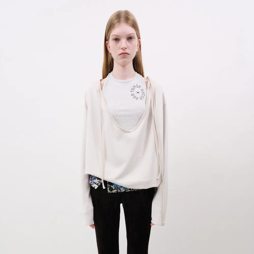 Loose V-Neck Top (Beige)