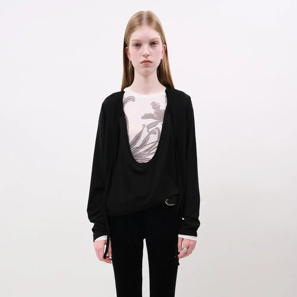 Loose V-Neck Top (Black)