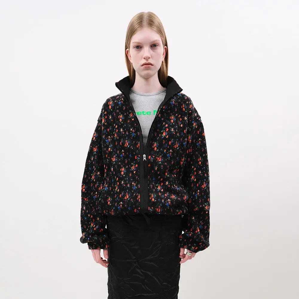Flower Fleece Jacket (Black)