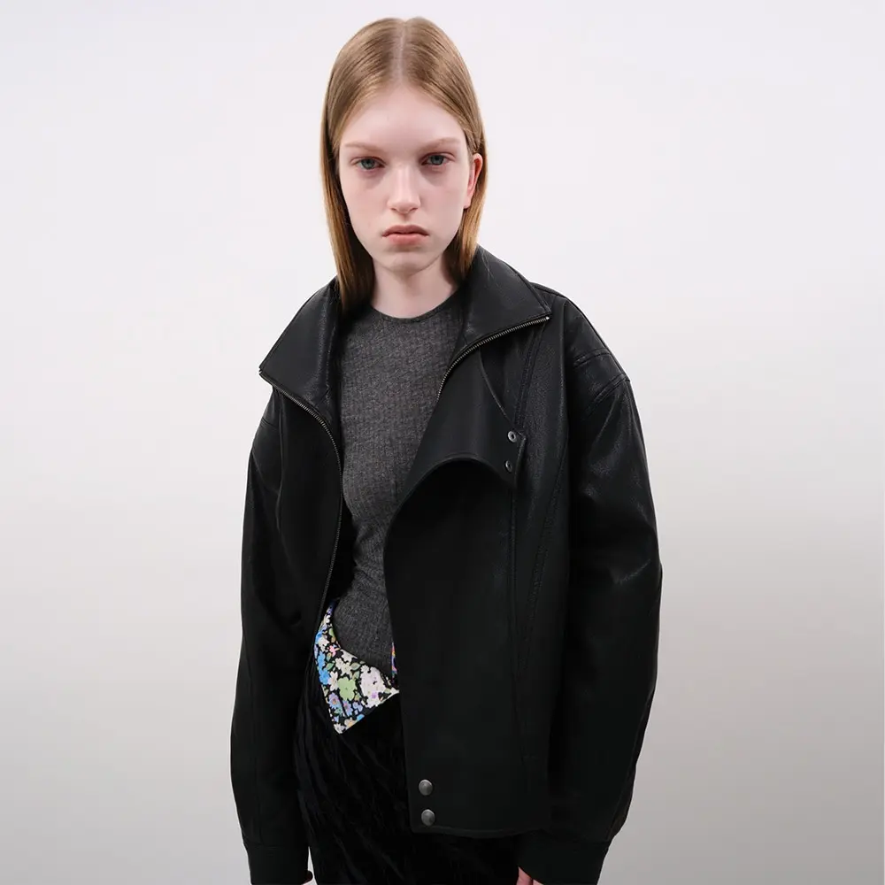 Faux Leather Jacket (Black)