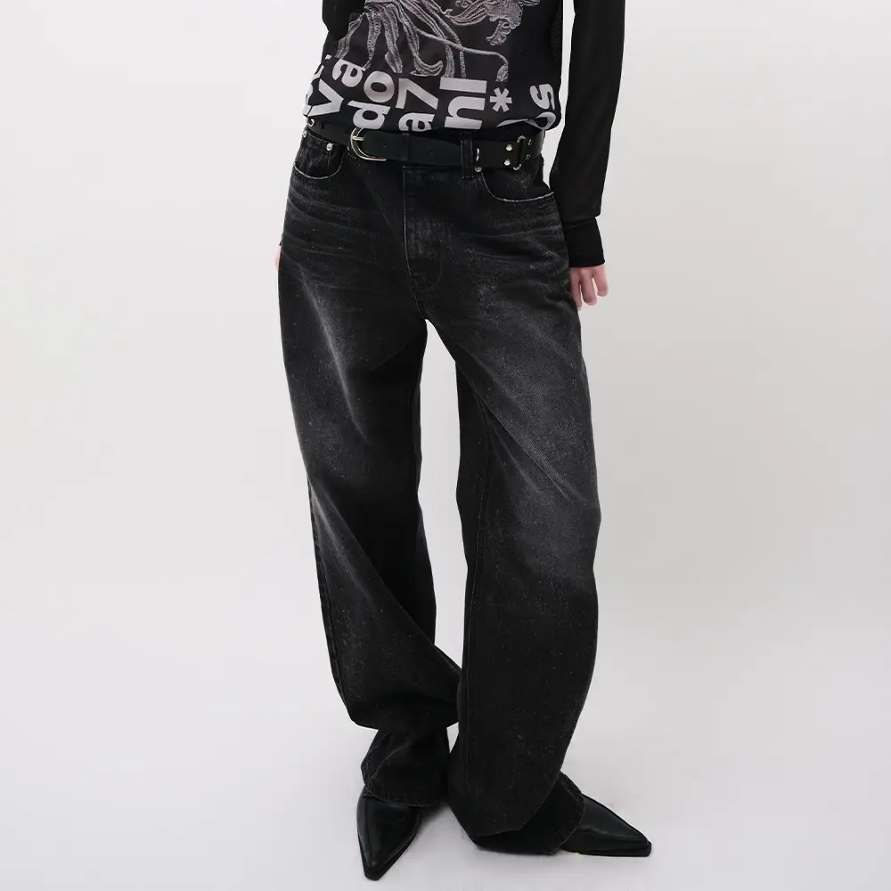 Painted Straight Denim Pants (Black)