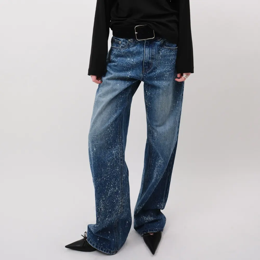 Painted Straight Denim Pants (Blue)